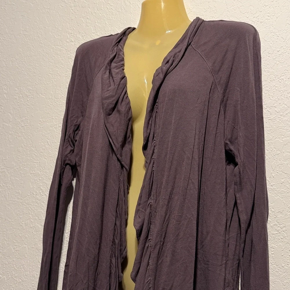 Elle Purple Gray Lace Back Open Front Cardigan Size XL Lightweight Long Sleeve